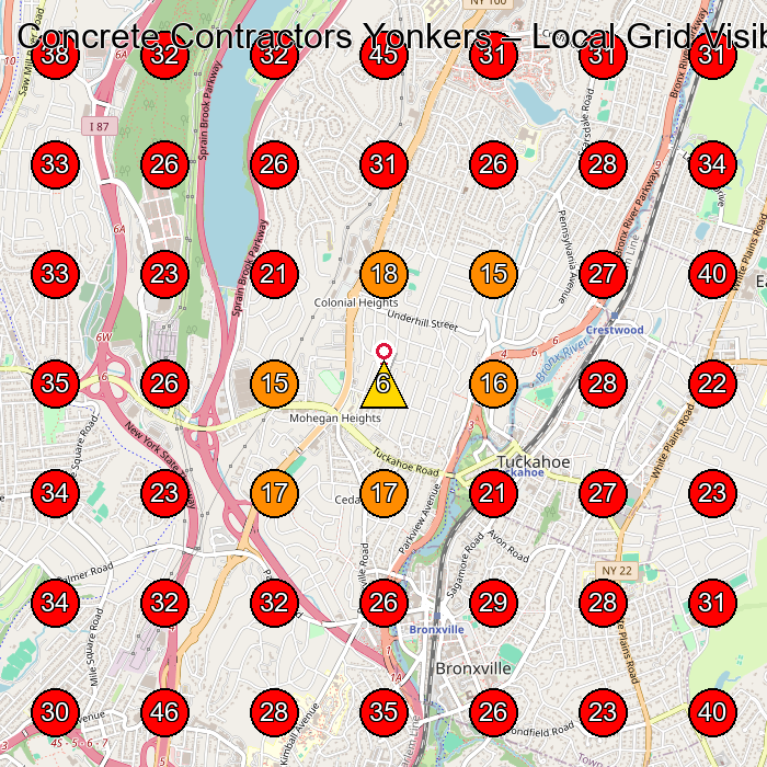 Concrete Contractors Yonkers GeoGrid visibility map for Concrete Contractor in Yonkers